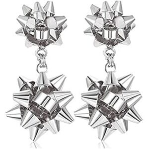 2/$20 SILVER Double Bows Earrings Christmas Bow Studs Holiday Earring